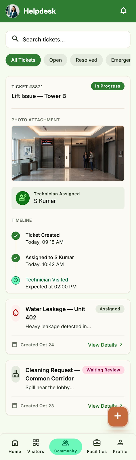 AWASAN Resident App helpdesk screen