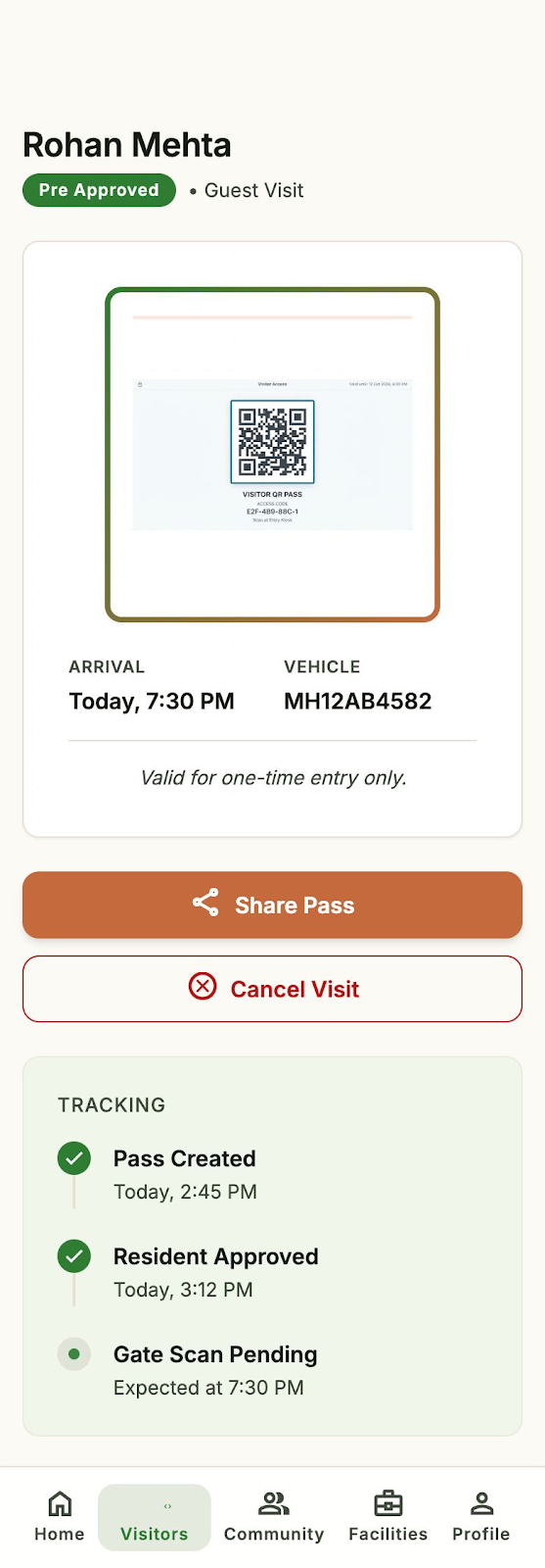 AWASAN Resident App visitor QR pass