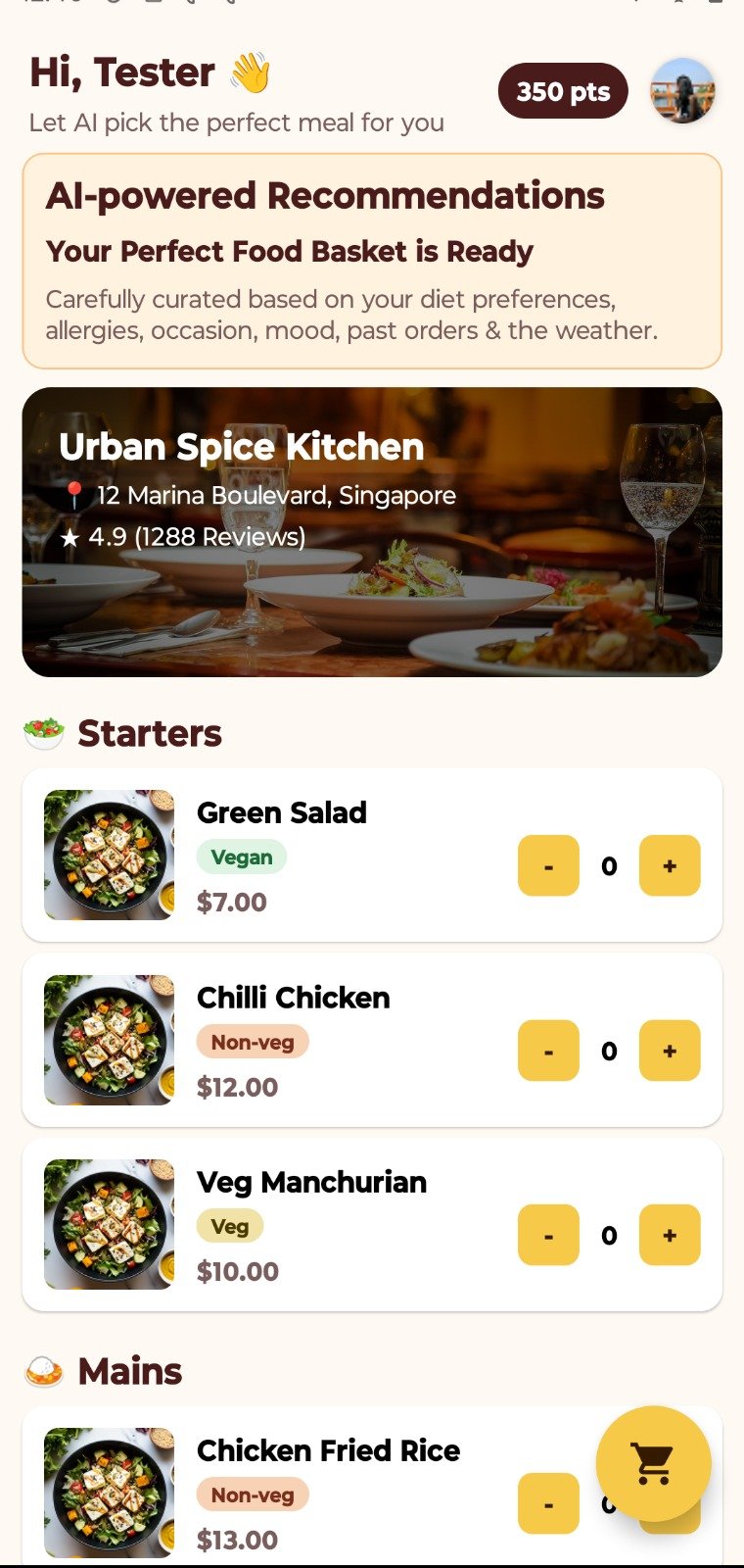 P3 recommendations app screen
